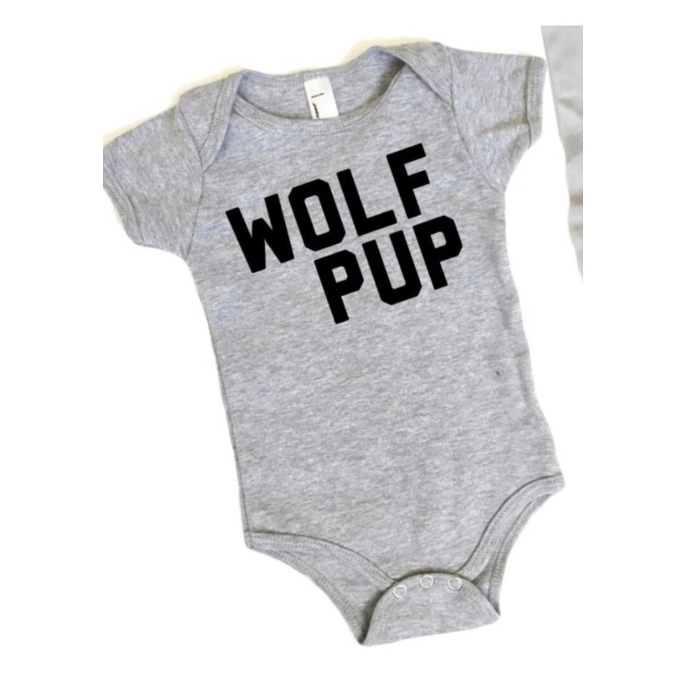 Savage Seeds Wolf Pup baby Graphic Bodysuit Grey 3-6 Months
